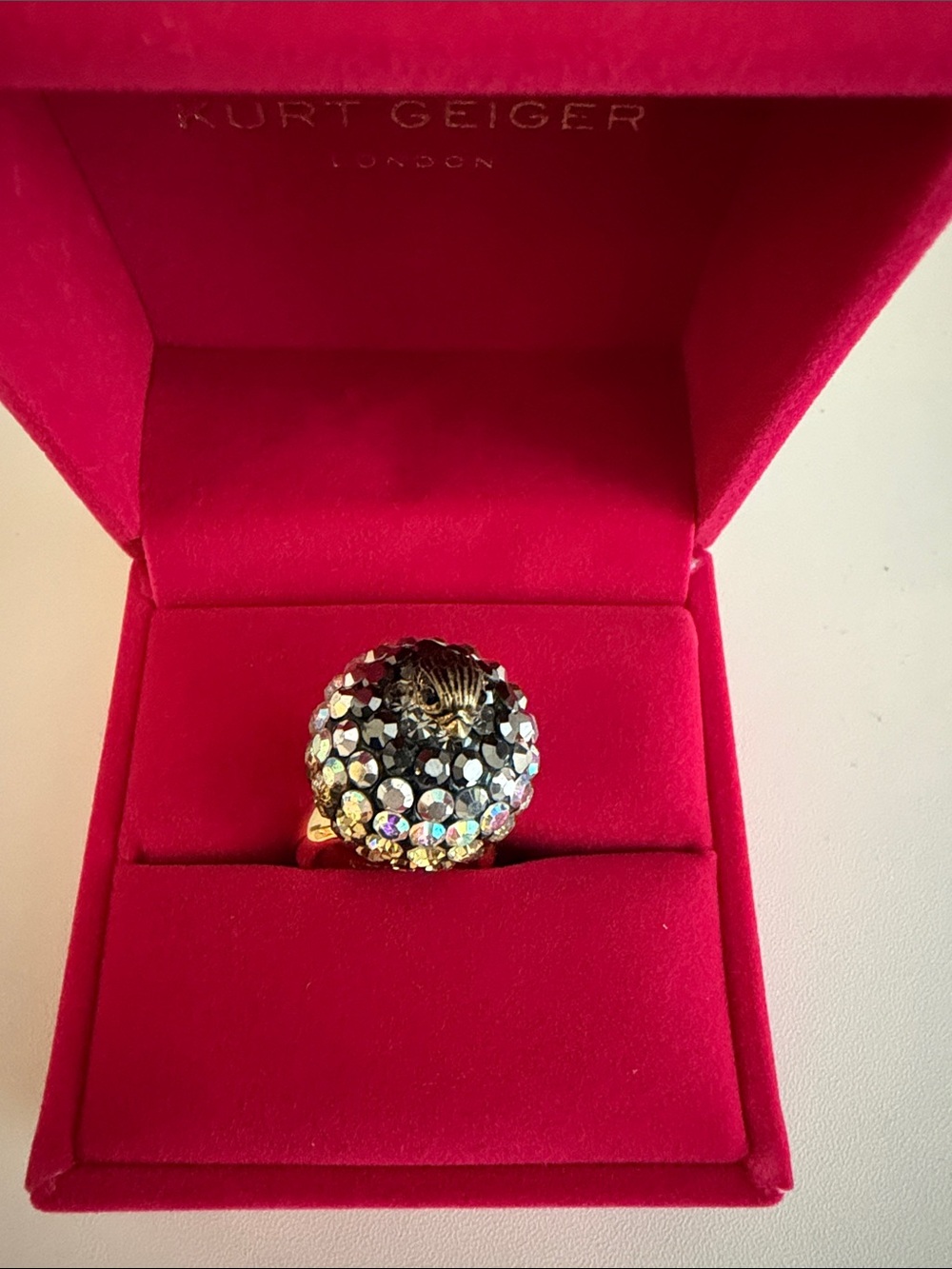 Kurt Geiger Pave Bubble Ring Brass Ring - Sparkling Multi-Tone